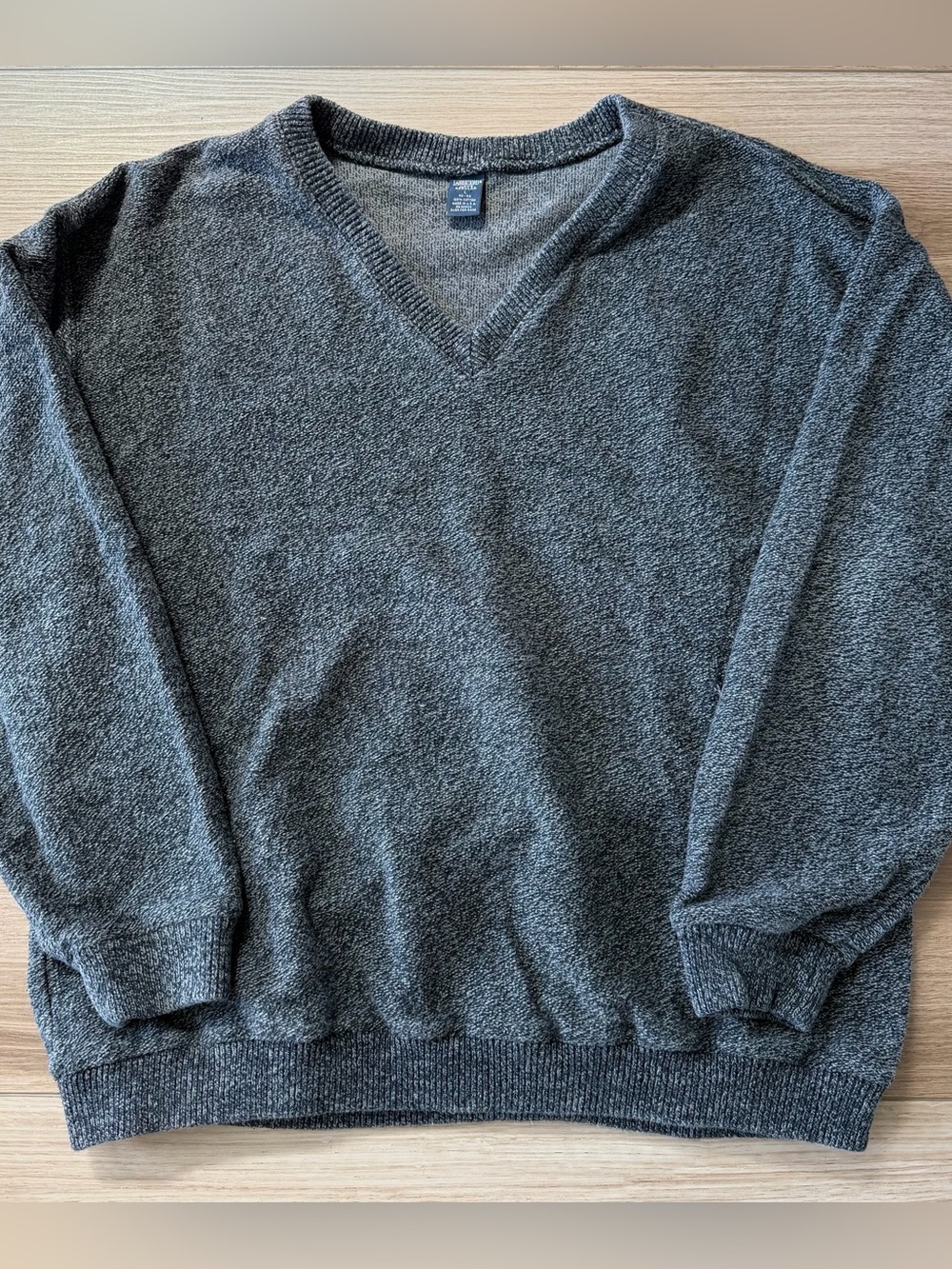 Vintage 1990’s Lands’ End Gray Cotton V-Neck Sweater